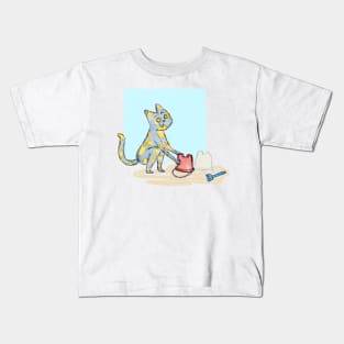 sand castle cat Kids T-Shirt